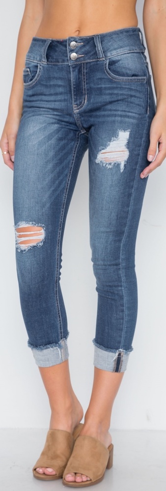 SKINNY JEANS DARK DEMIN CUFFED HEM